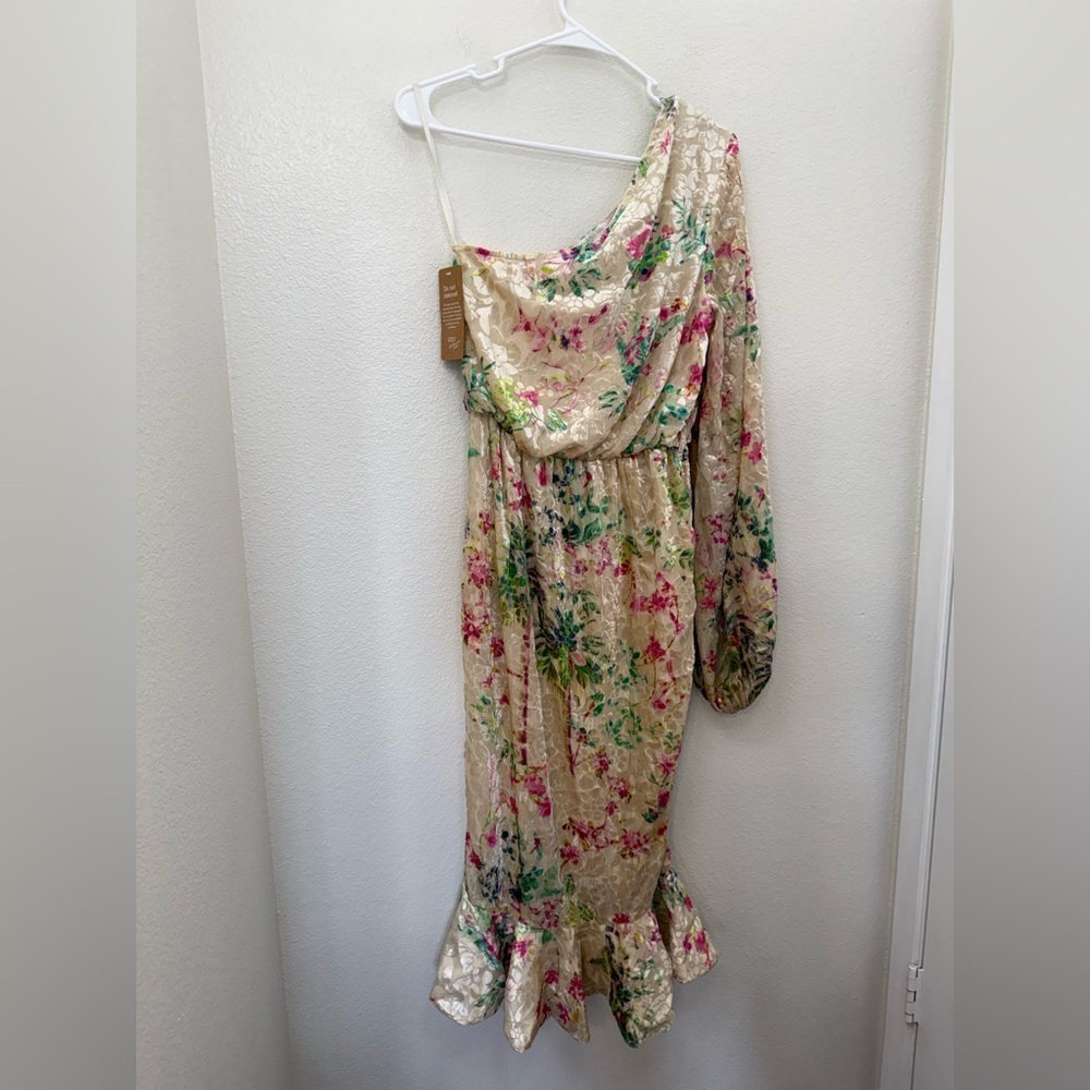 NWT HEMANT AND NANDITA Veena Dress in Nude Size Medium One Shoulder Formal - Picture 6 of 13